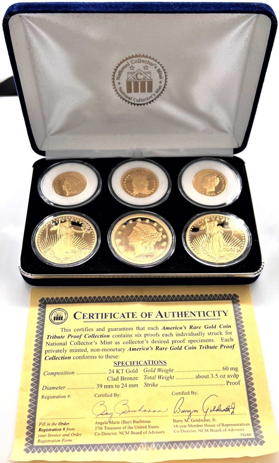America\'s Rare Gold Coin Tribute Proof Collection with Box/COA