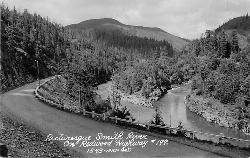 Picturesque Smith River On Redwood Highway, Ca., RPPC