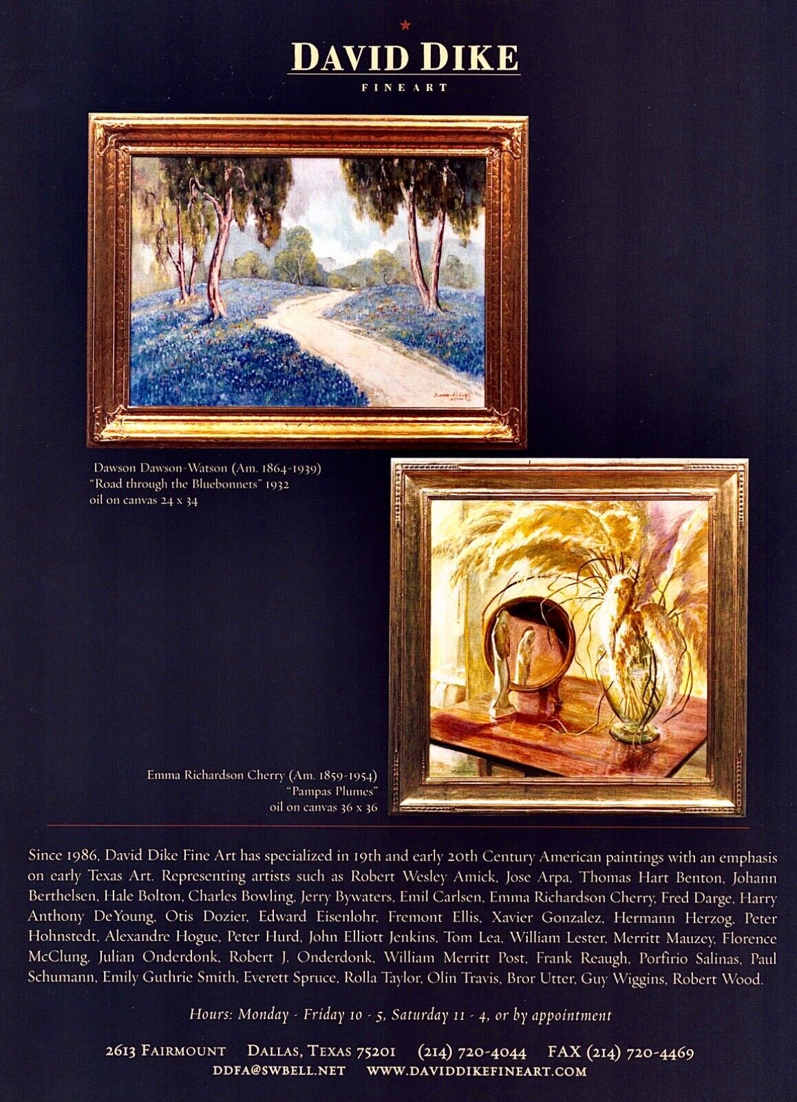 DAWSON DAWSON WATSON & EMMA RICHARDSON CHERRY Art Gallery ~ VTG PRINT AD ~ 2005