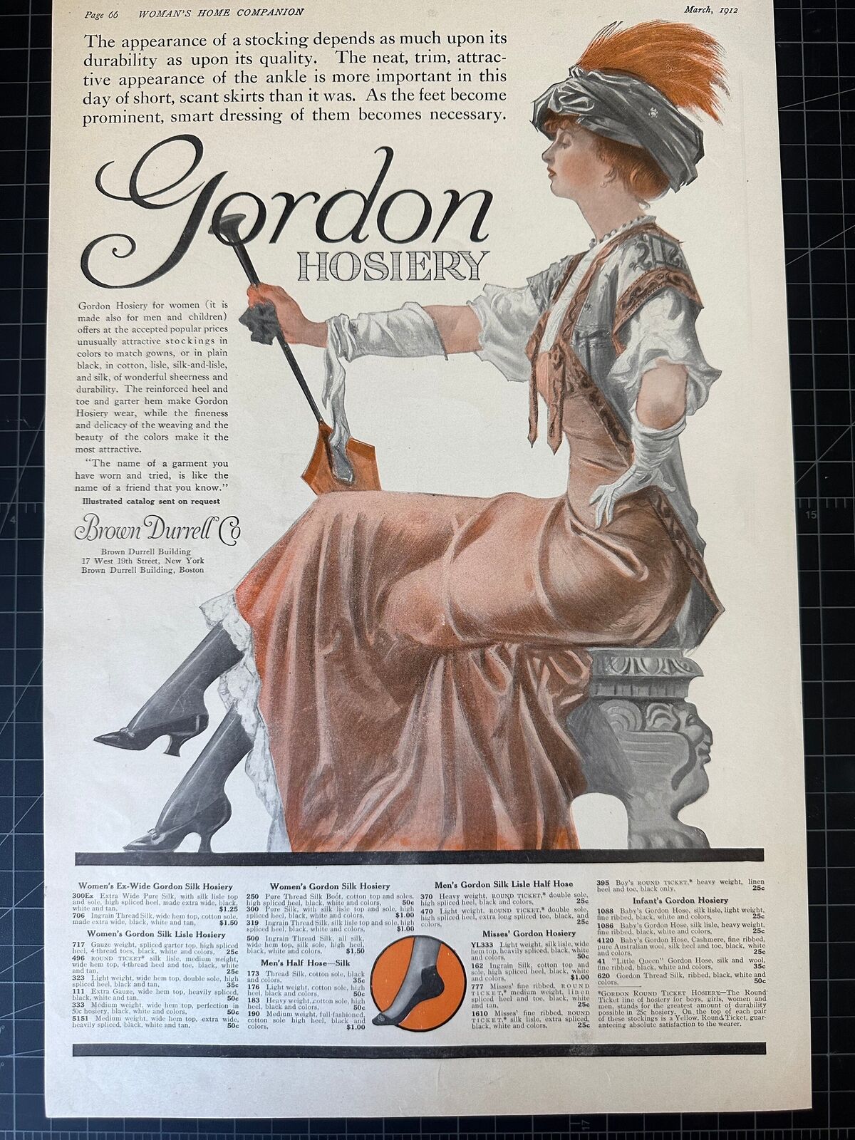 Rare Antique 1912 Gordon’s Hosiery Print Ad