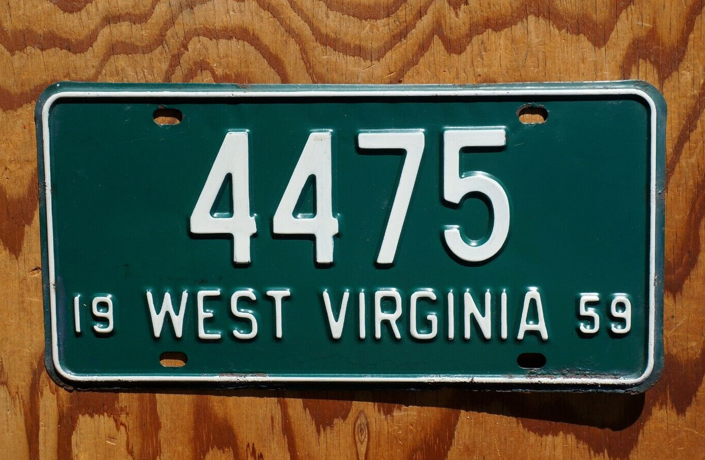 1959 West Virginia License Plate Low # 4475