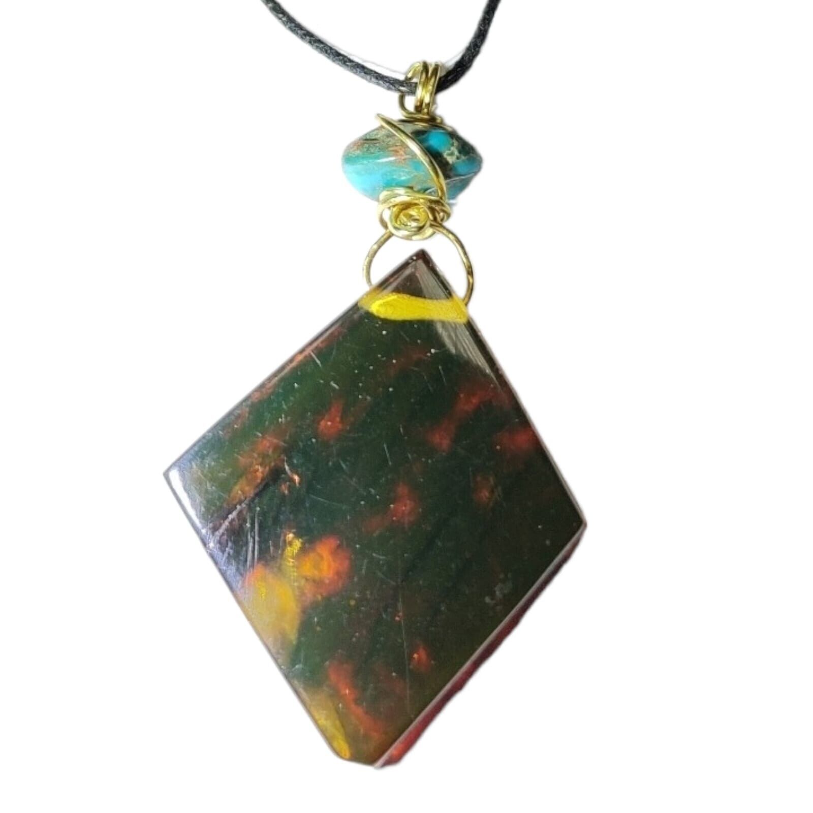 Mexican Amber Green Red Slab Pendant - Artisan Handcrafted in Mexico