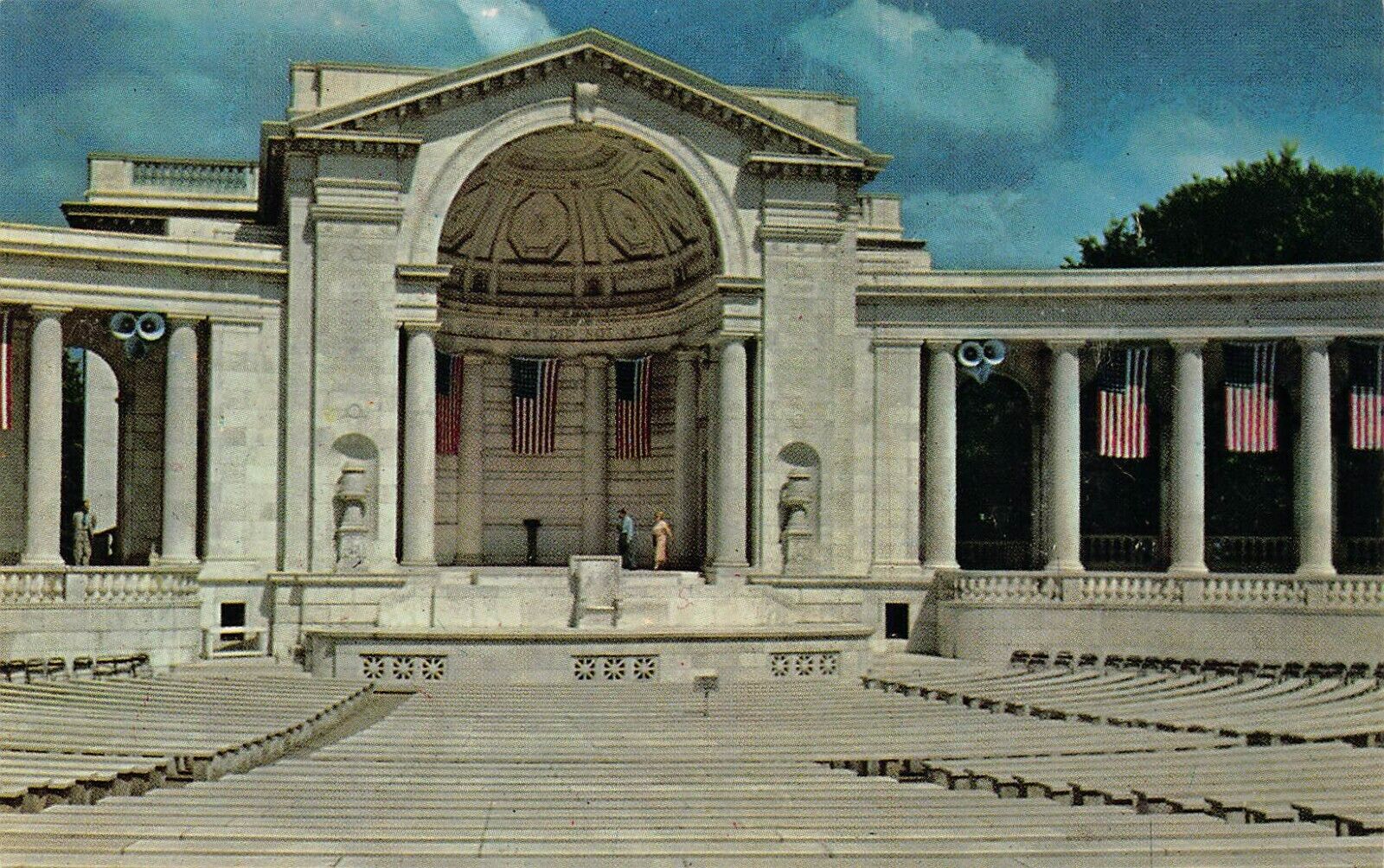Arlington VA Virginia Amphitheatre Patriotic Memorial Day 1950s Vtg Postcard O8