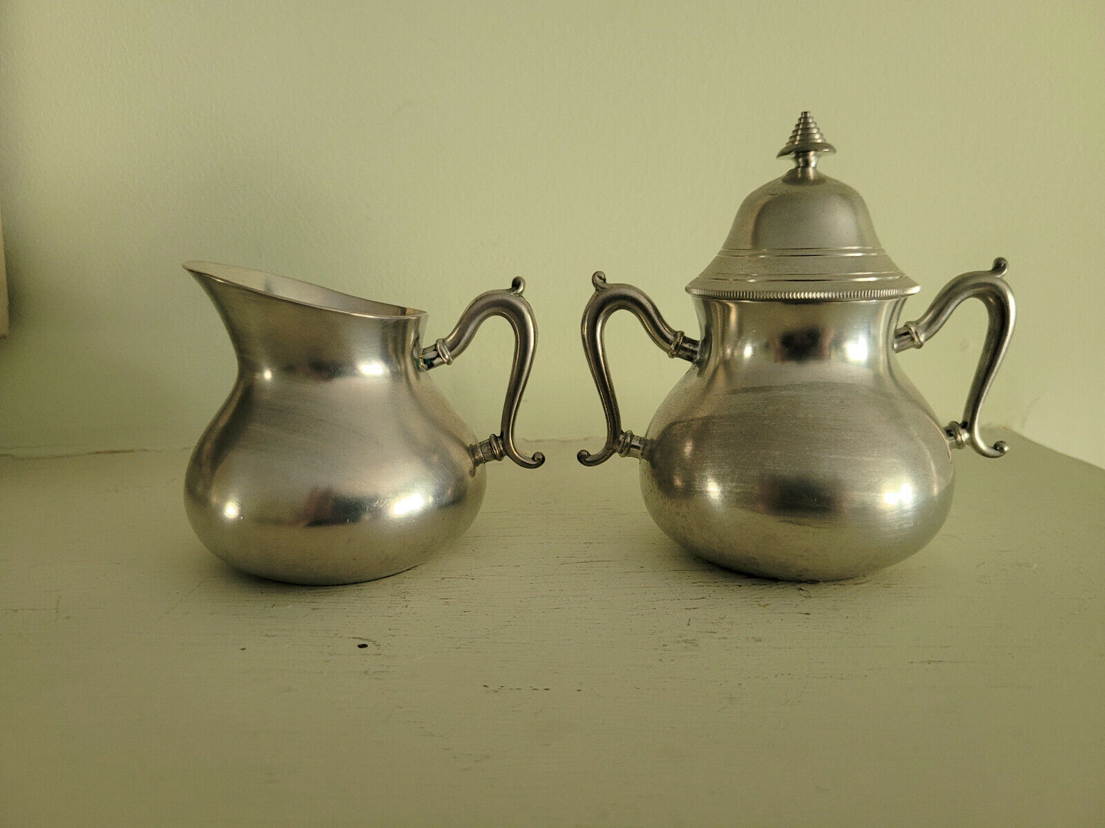 Vintage Royal Holland SHR Pewter Creamer Sugar with Lid Excellent Condition
