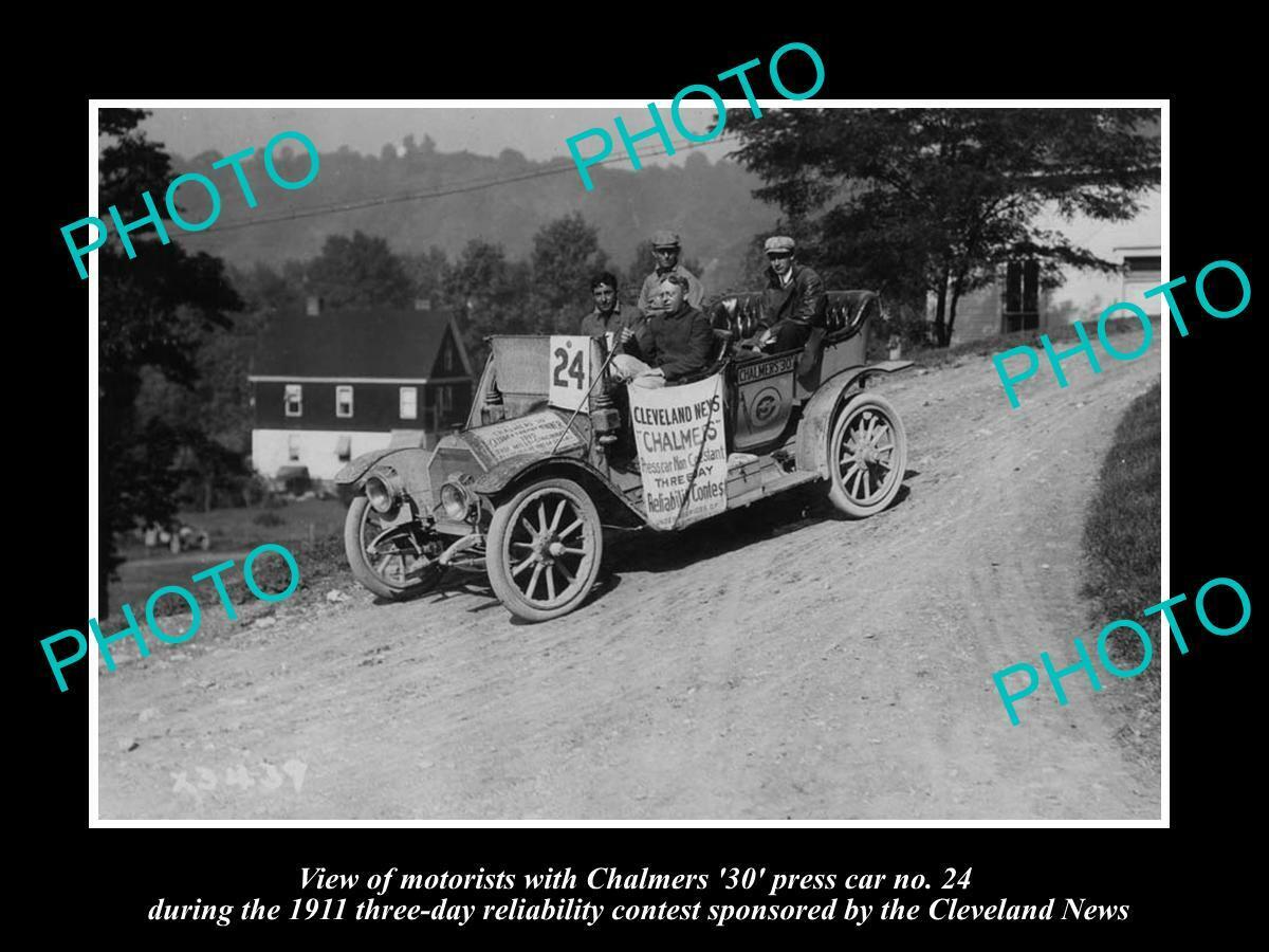 OLD POSTCARD SIZE PHOTO OF CHALMERS 30 MOTOR CAR AT THE 3 DAY COTEST 1911