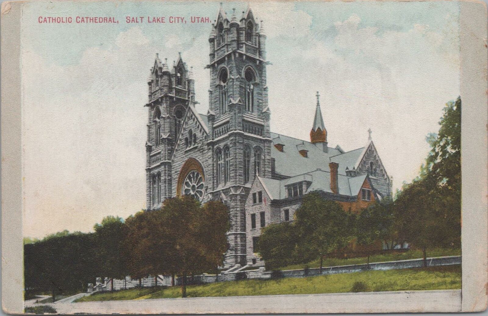 Postcard Catholic Cathedral Salt Lake City Utah UT