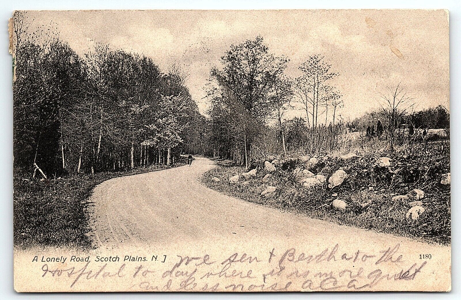 1906 SCOTCH PLAINS NEW JERSEY A LONELY ROAD EARLY UNDIVIDED BACK POSTCARD P4933
