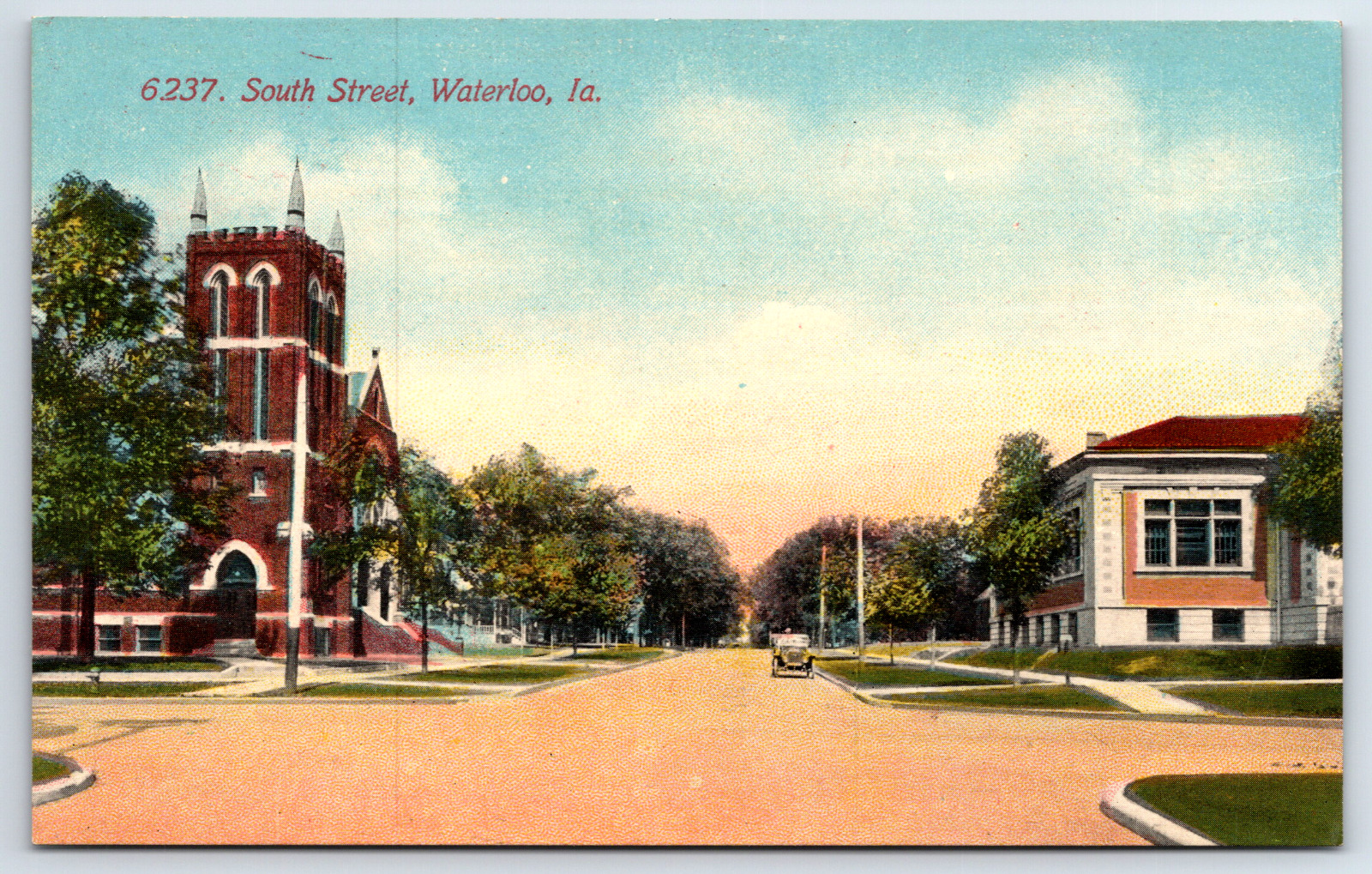 South Street Waterloo IA  Iowa Vintage Postcard