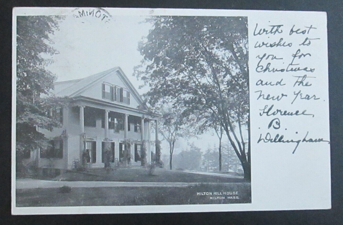 Milton Hill House Milton MA Posted UDB Postcard
