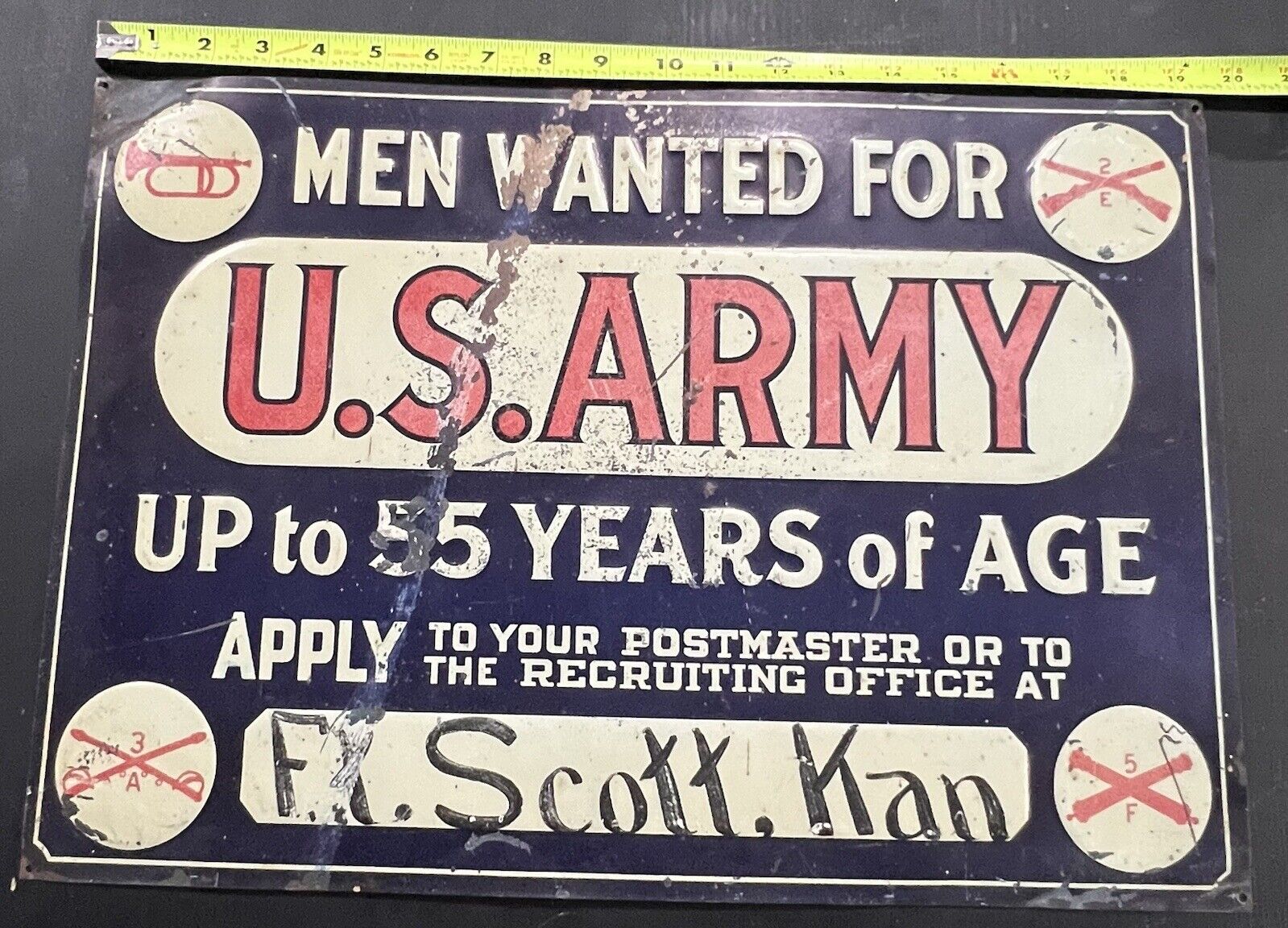 Original Pre Ww1 US Army Recruiting Metal Sign