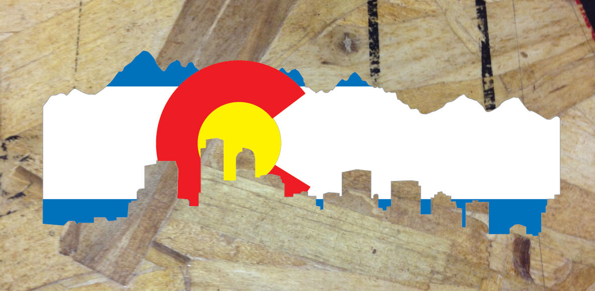 CO Colorado State Flag Denver Skyline Sticker Decal Skyline Cutout- 6\