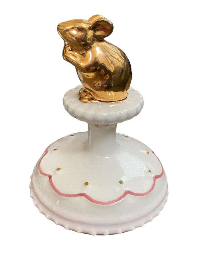 Anthropologie Philomena Cookie Press Stamp Christmas Gold Pink Ceramic Bunny