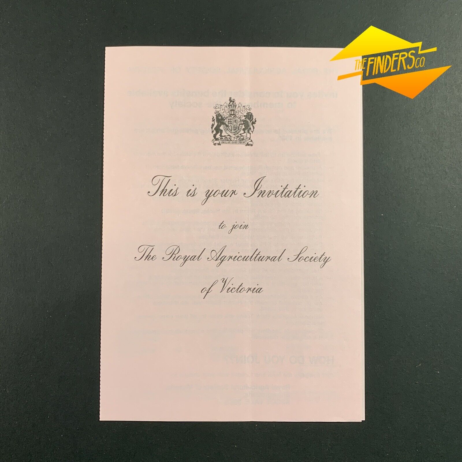 VINTAGE 1985 INVITATION TO JOIN THE ROYAL AGRICULTURAL SOCIETY OF VICTORIA 