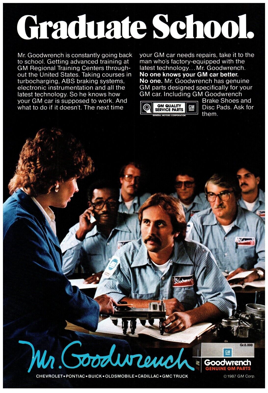 GM Mr. Goodwrench Service Parts School 1987 VTG Print Advertisement 6.75\