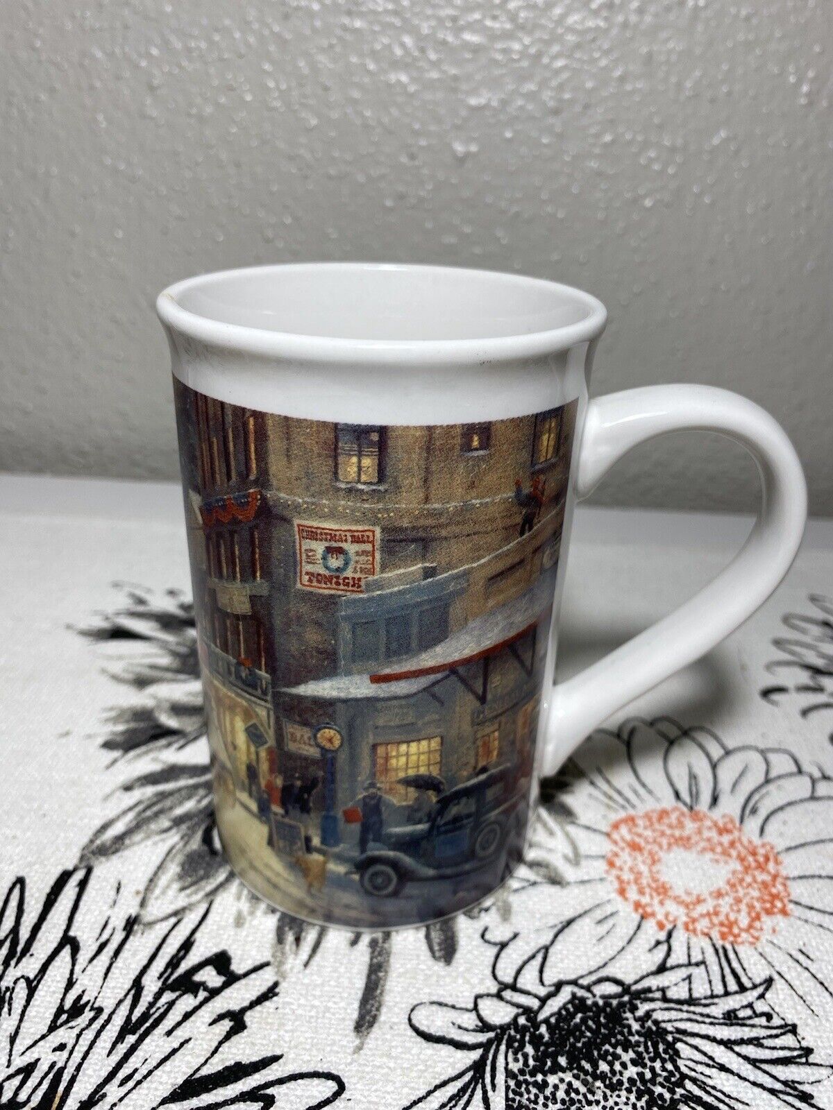 1990 Thomas Kinkade Christmas on Main Street  Large 12 oz Porcelain Coffee Mug