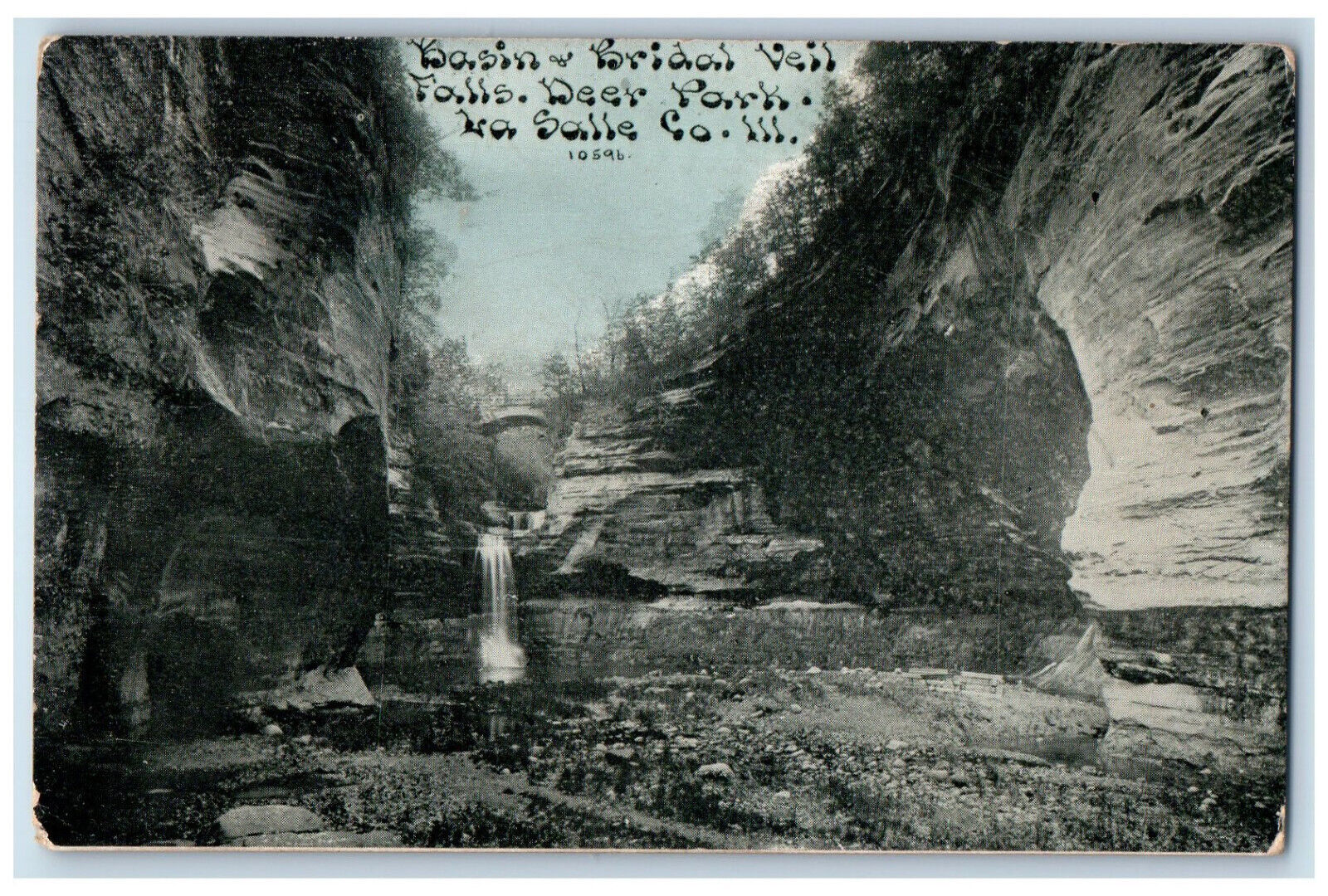1912 Basin & Bridal Veil Falls Deer Park La Salle Co. IL Tonica IL Postcard