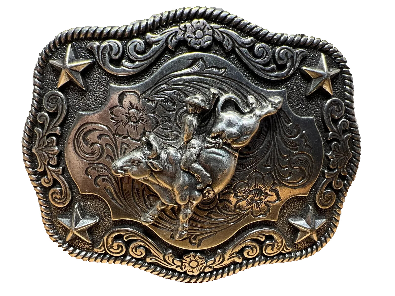 Bull Rider Belt Buckle Vintage Rodeo Cowboy Country Western Wear Nocona NFR TIME