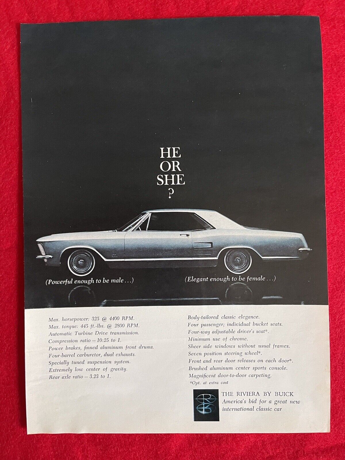 Vintage 1963 Buick Riviera Print Ad