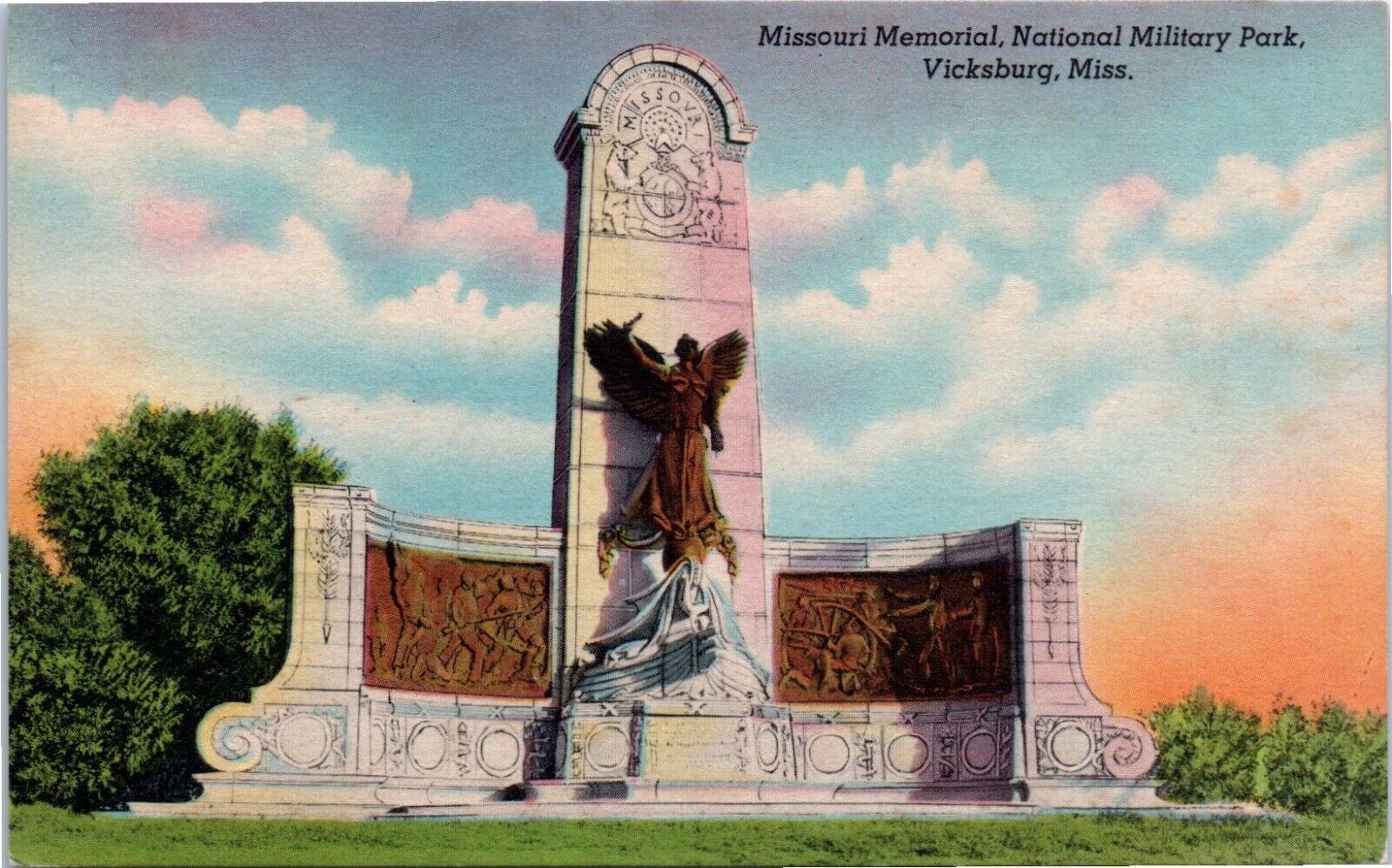 Vicksburg National Military Park - Missouri Memorial Linen Postcard Unposted