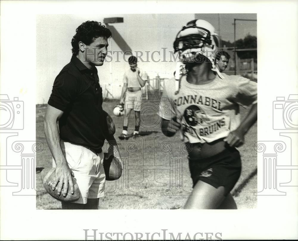 1988 Press Photo Coach and Student at Bonnabel High School Football Practice