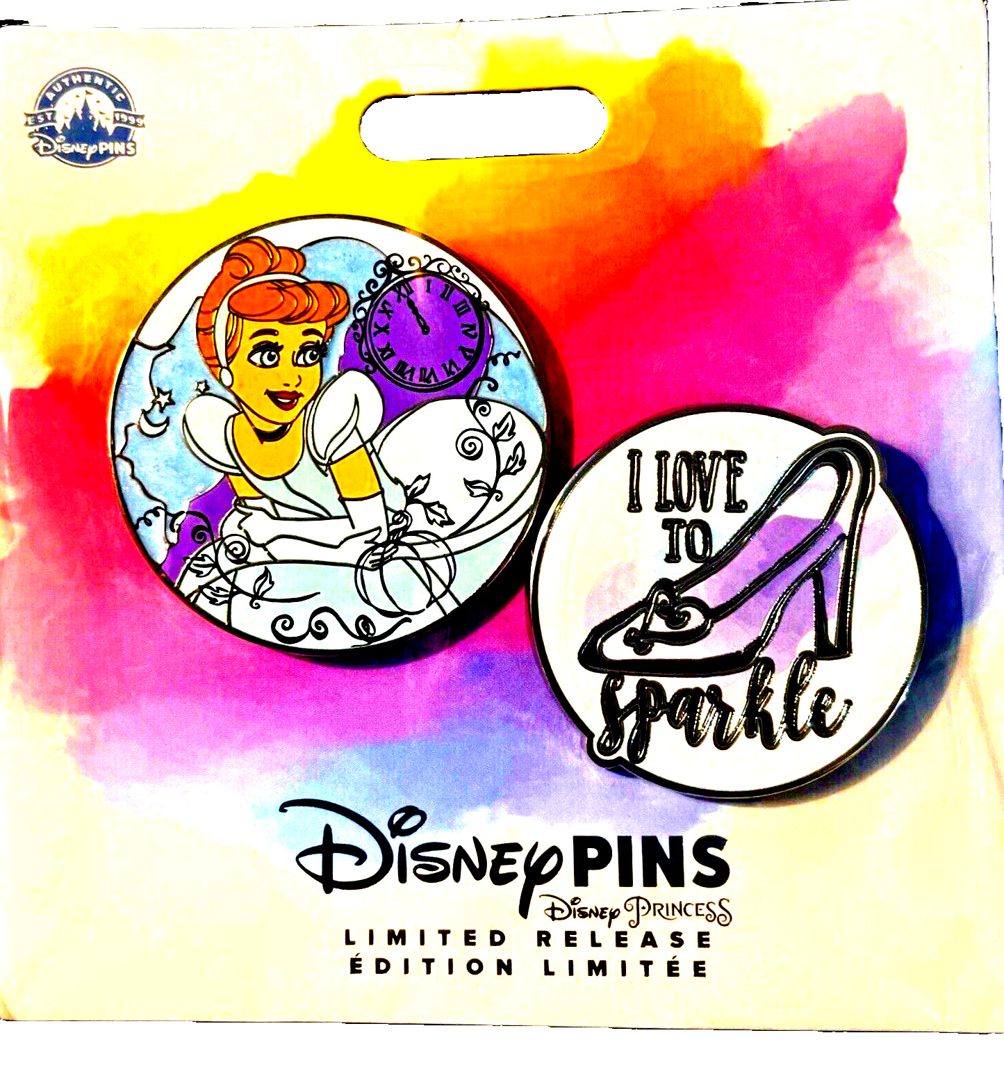 2022 Disney Park Princess Limited Release 2 Pin Set Cinderella I Love To Sparkle