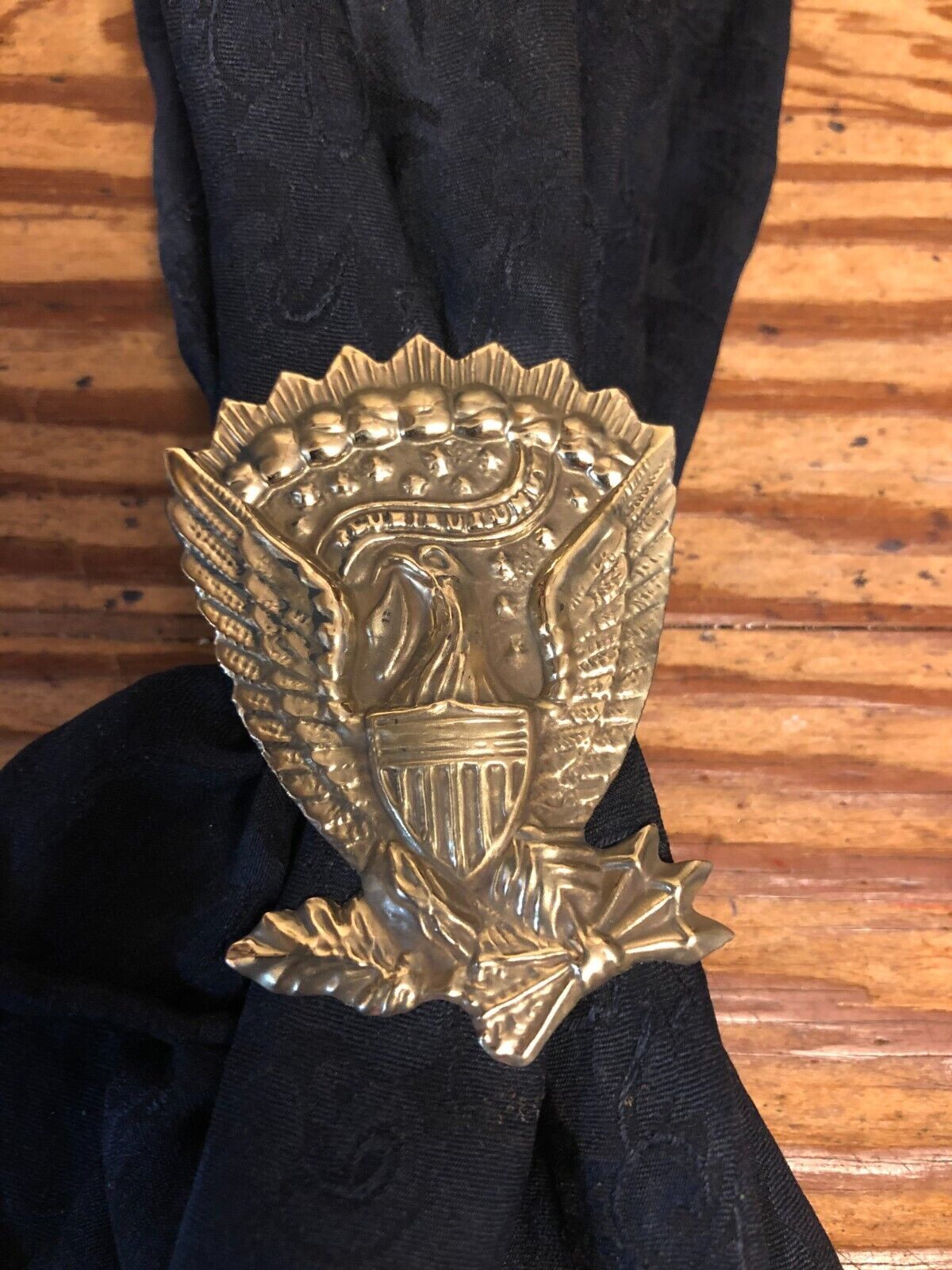 Scarf Slide / Wild Rag Slide: Jefferson Davis hat pin, brass