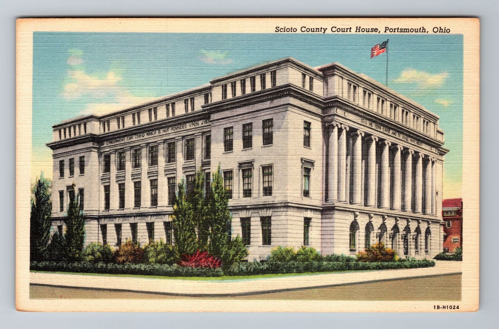 Portsmouth OH-Ohio, Scioto County Court House, Antique Vintage Souvenir Postcard