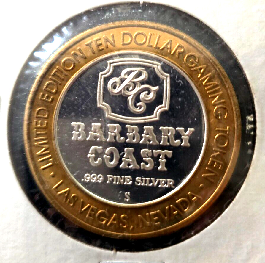 Barbary Coast $10 token 999 silver fine