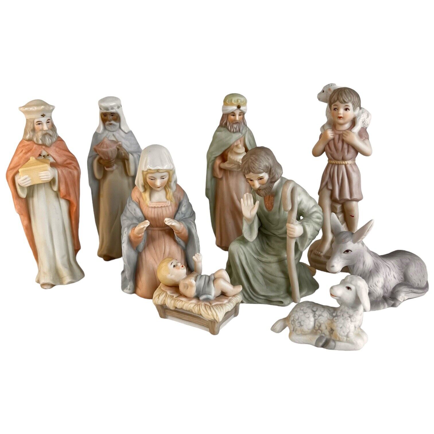 1983 Lefton The Christopher Collection 9 Piece Nativity Set Complete Vintage