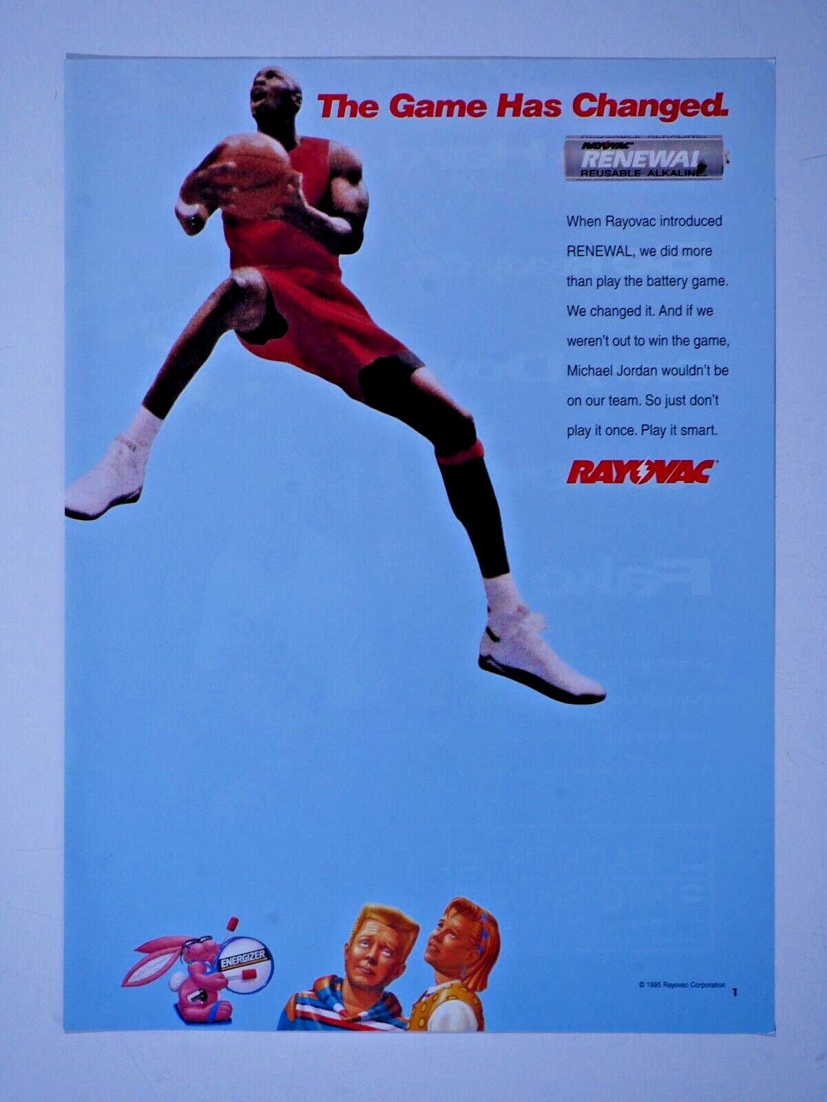 Michael Jordan Chicago Bulls Rayovac Vintage 1995 Original Magazine Print Ad