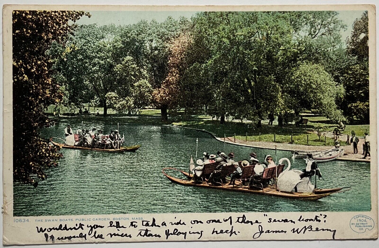 Swan Boat Public Garden Boston Massachusetts Postcard