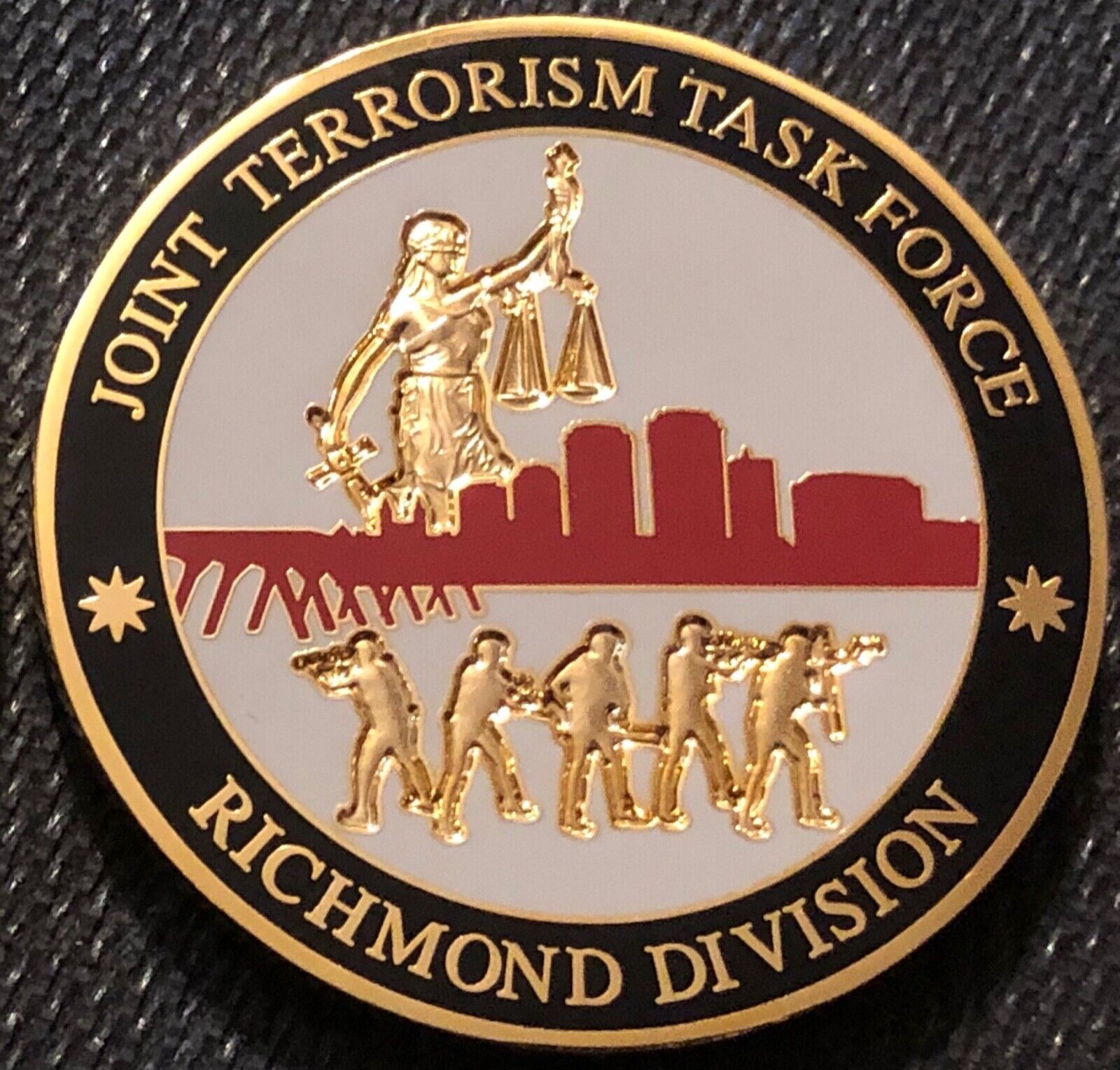 FBI - JTTF - Richmond Division satin gold 1.75in version challenge coin