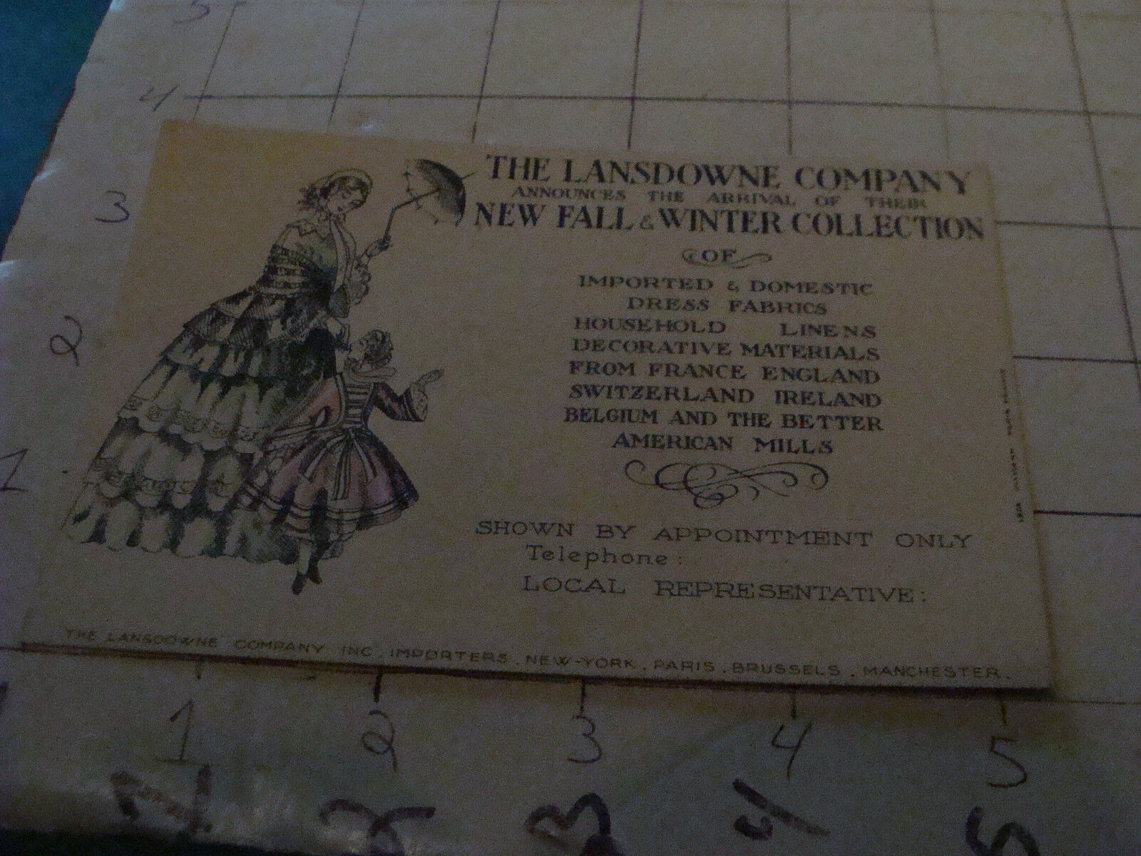 vintagel Trade Card: THE LANSDOWNE CO. fall & winter collection 