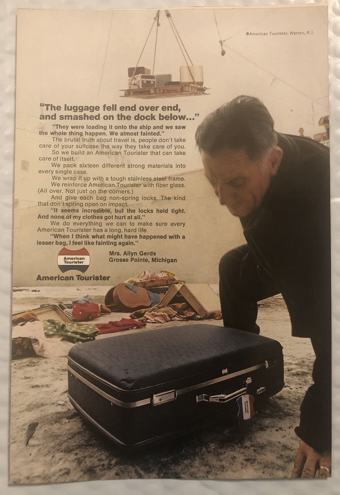 Vintage 1969 American Tourister Original Print Ad Full Page Smashed On The Dock