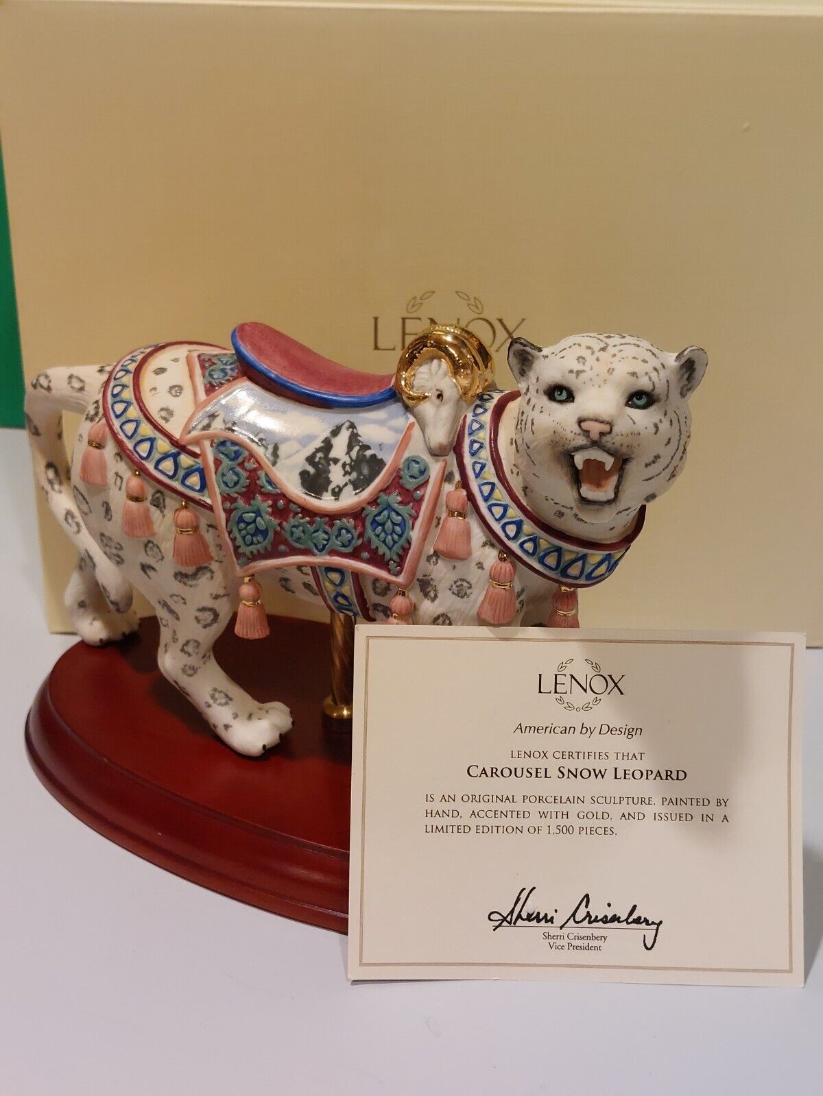LENOX 2008 SNOW LEOPARD CAROUSEL Limited Edition sculpture - NEW in BOX with COA