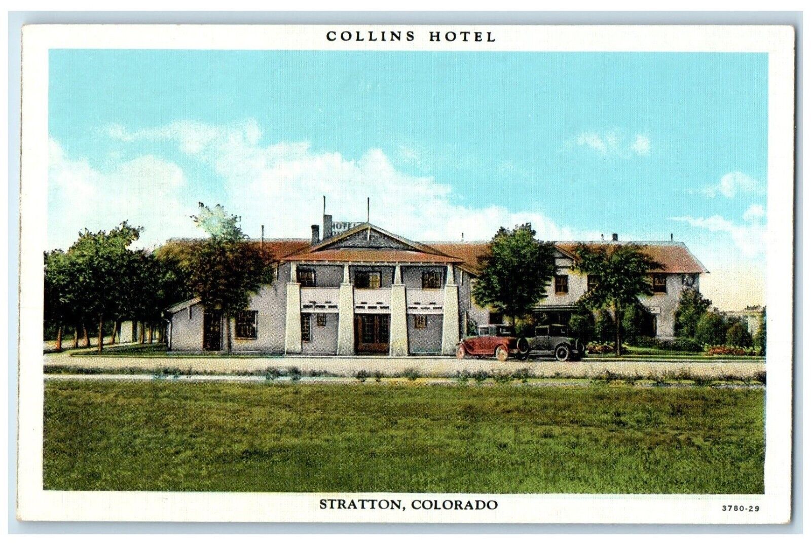 c1940 Exterior View Collins Hotel Building Stratton Colorado CO Vintage Postcard