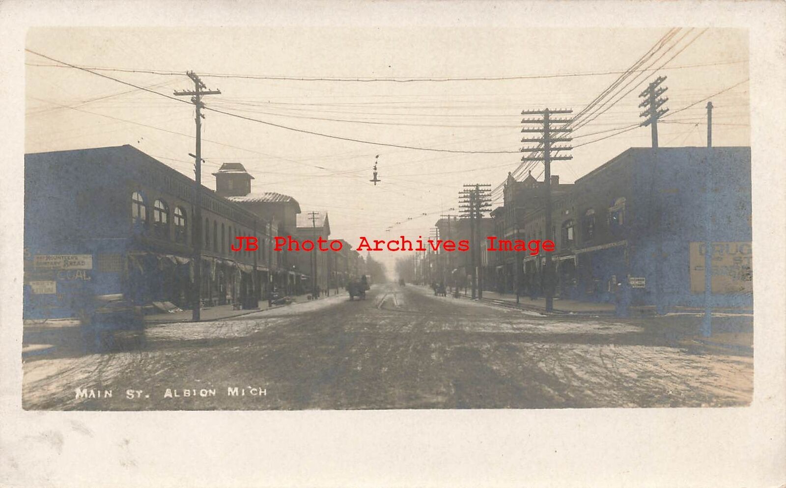 MI, Albion, Michigan, RPPC, Main Street, Business Section, Photo