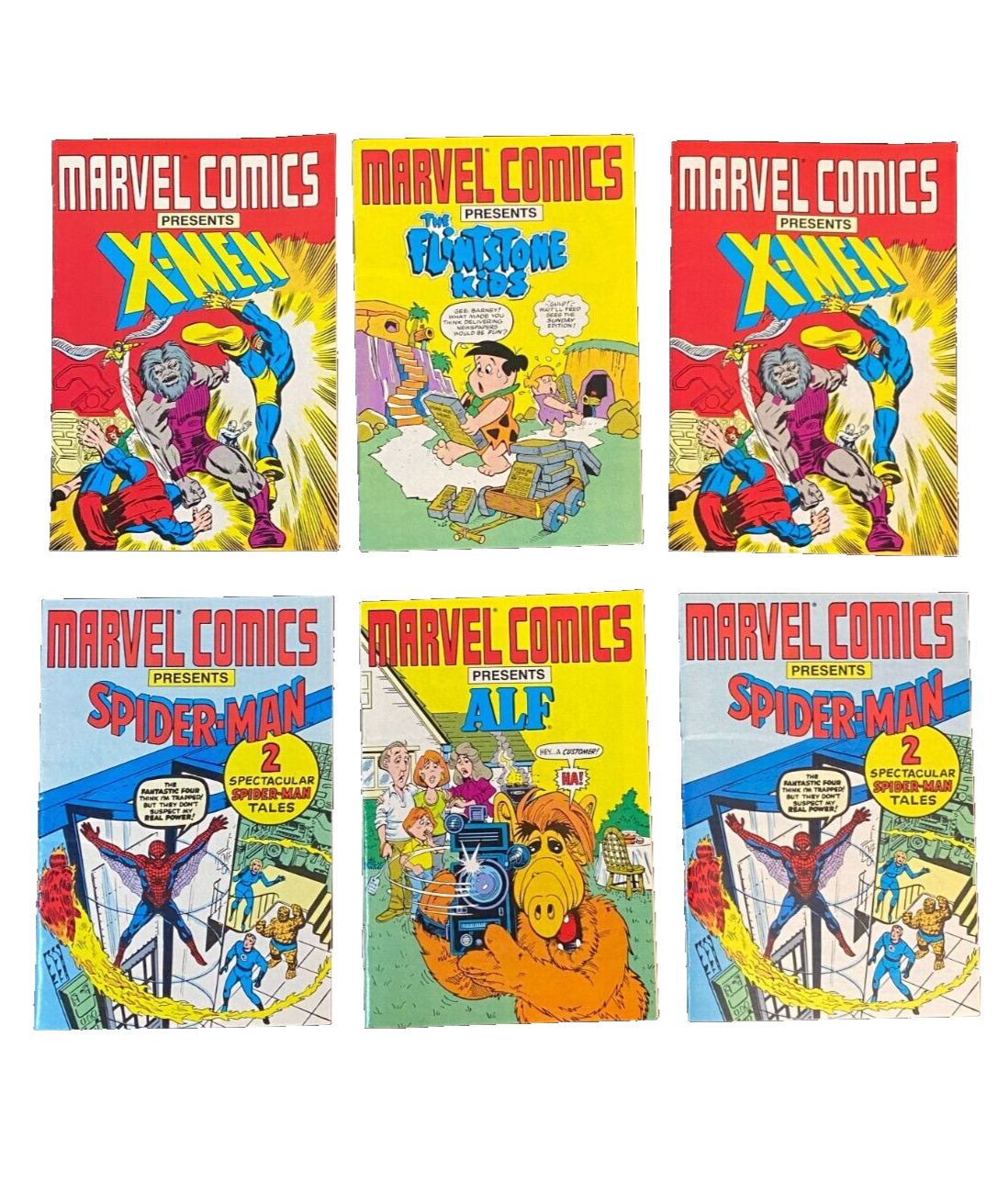 Marvel Comics Mini Comic Books X-Men Spider-Man Alf Flintstones Set Of 6 1988
