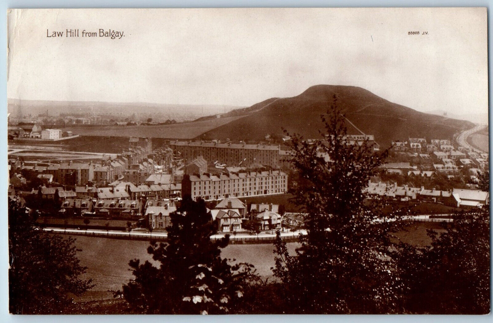 Dundee Scotland Postcard Law Hill from Balgay Park c1920's RPPC Photo