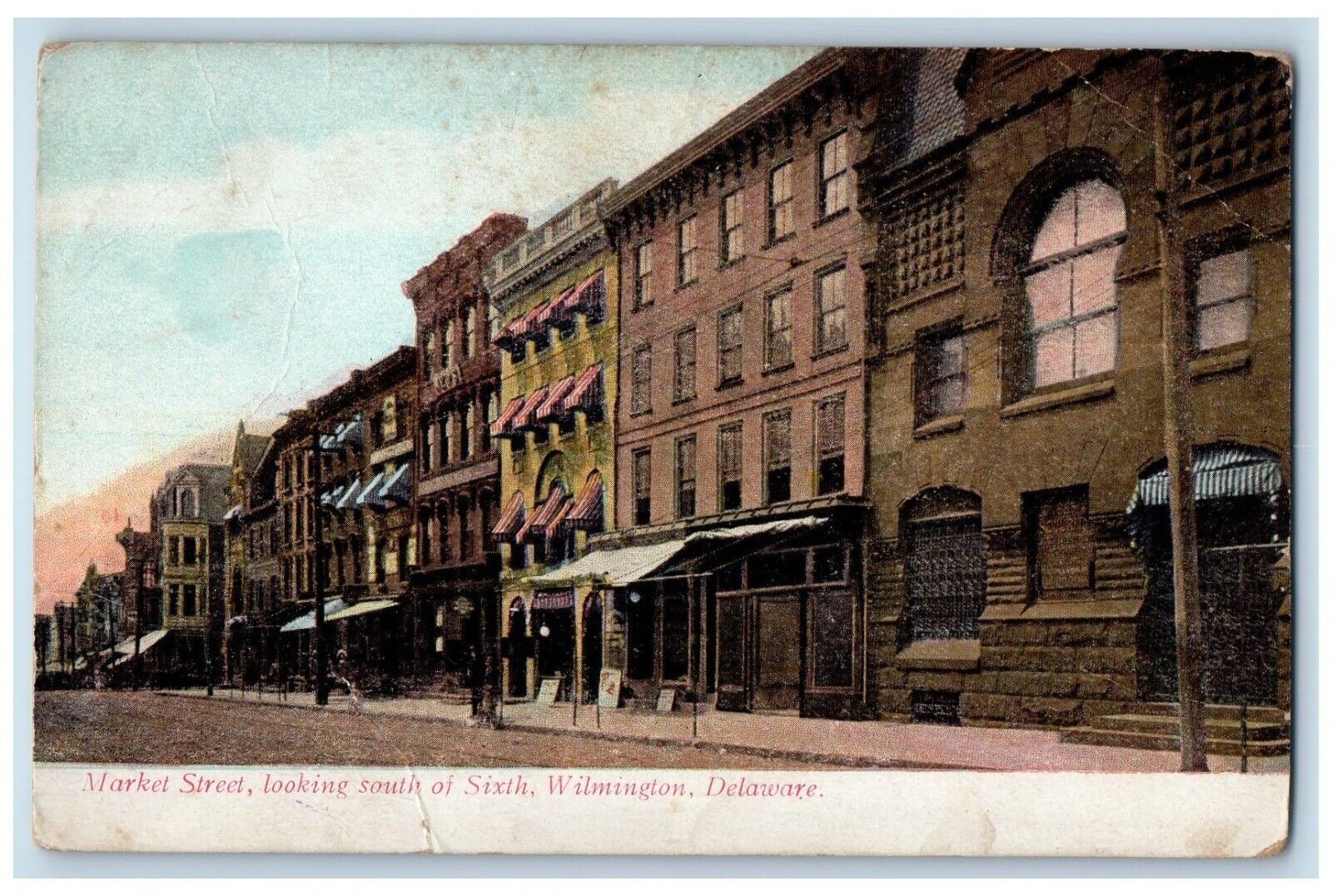 c1905 Market Street Looking South Sixth Wilmington Delaware DE Vintage Postcard