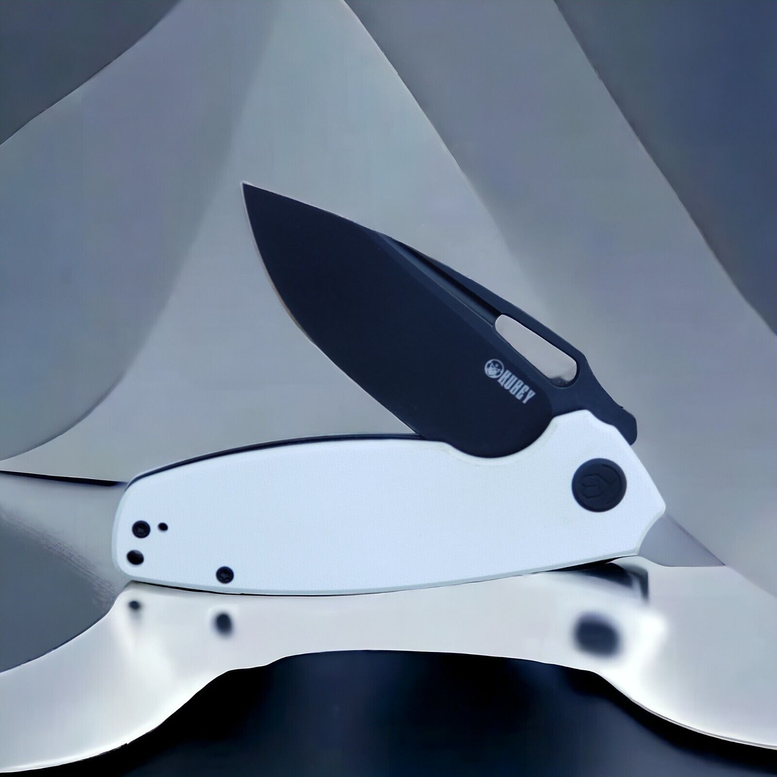 Kubey Tityus Pocket Knife White G10 Handle D2 Easy Open Flipper Tab EDC Knives