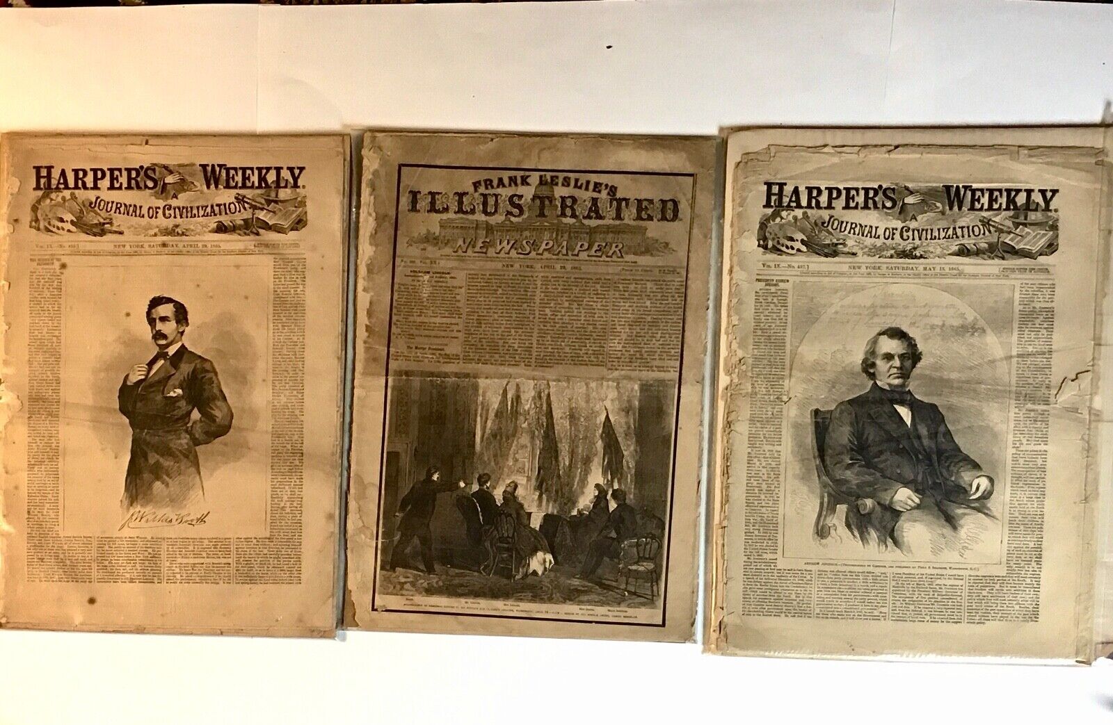 John Wilkes Booth Lincoln Assassination Civil War Newspapers 