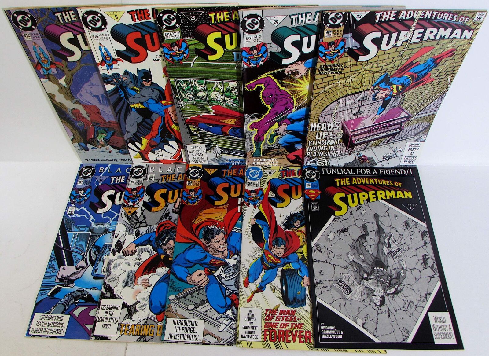 Adventure Superman Lot 10 #474,475,481,482,483,484,485,486,495,498 DC Comics