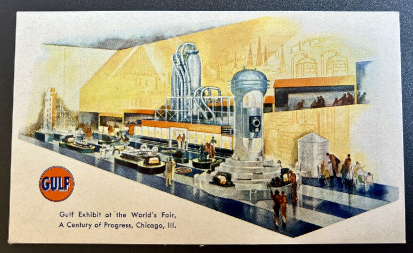 Gulf Exhibit. Worlds Fair. Chicago Illinois. Vintage Postcard