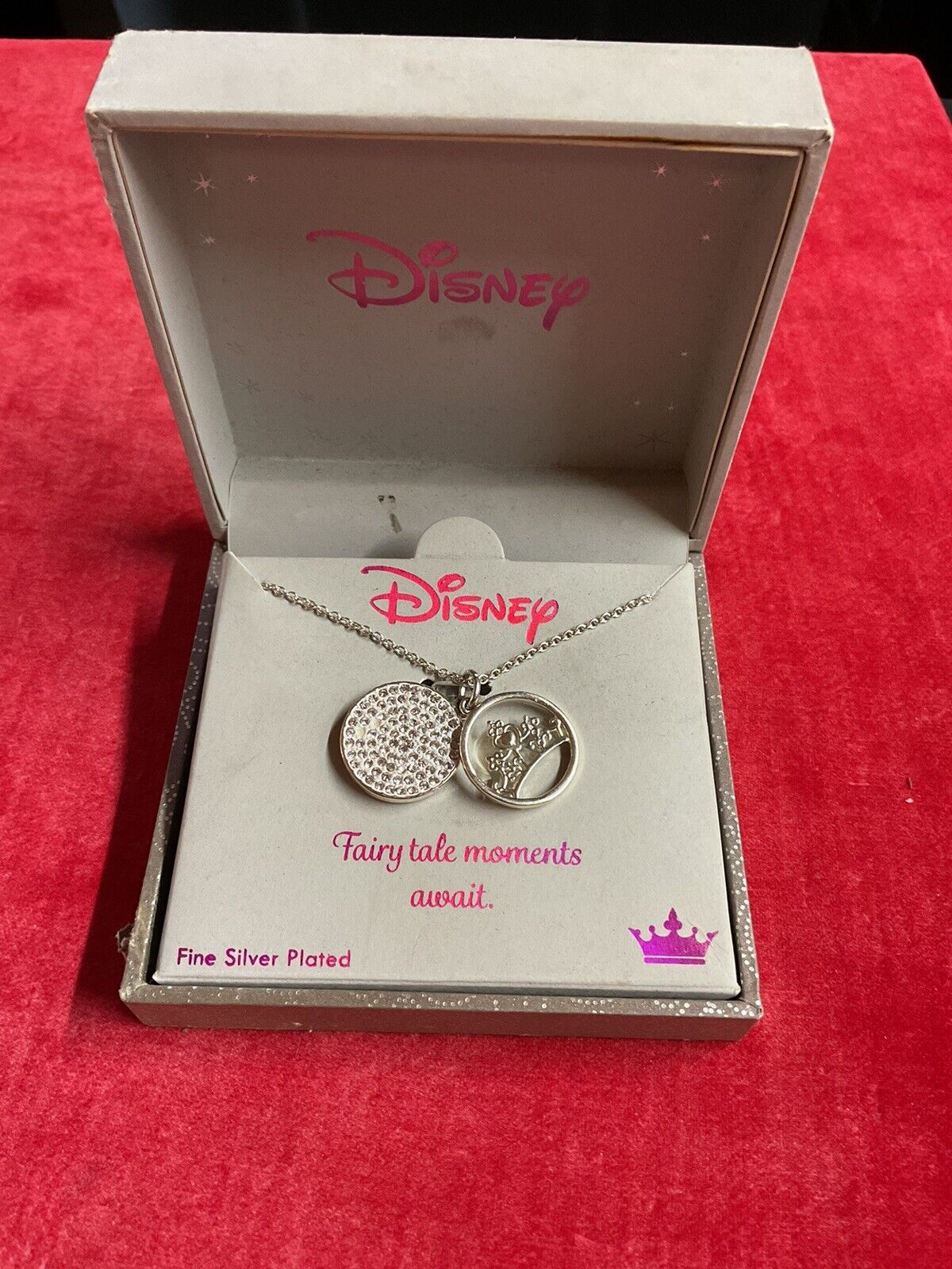 Disney Fairy Tale Moments Await Crown And Crystal Pendant Necklace.  NIB