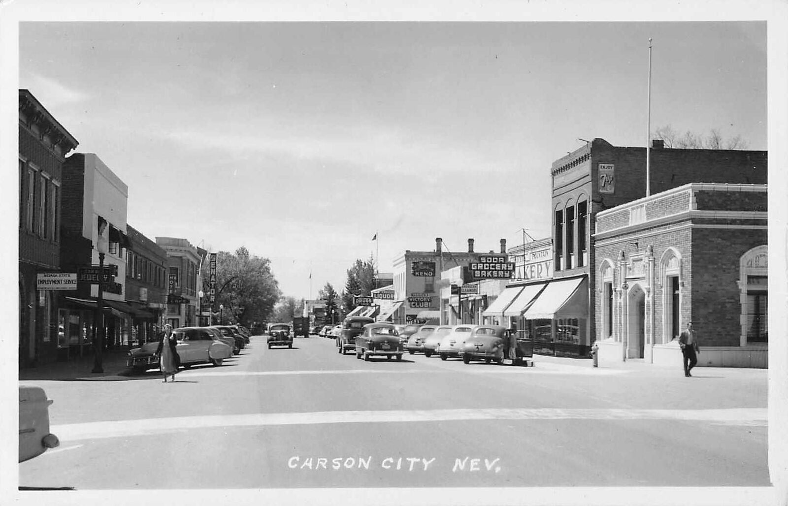 1950s RPPC Carson City Nevada Street Scene Real Photo Postcard Old Cars Rare