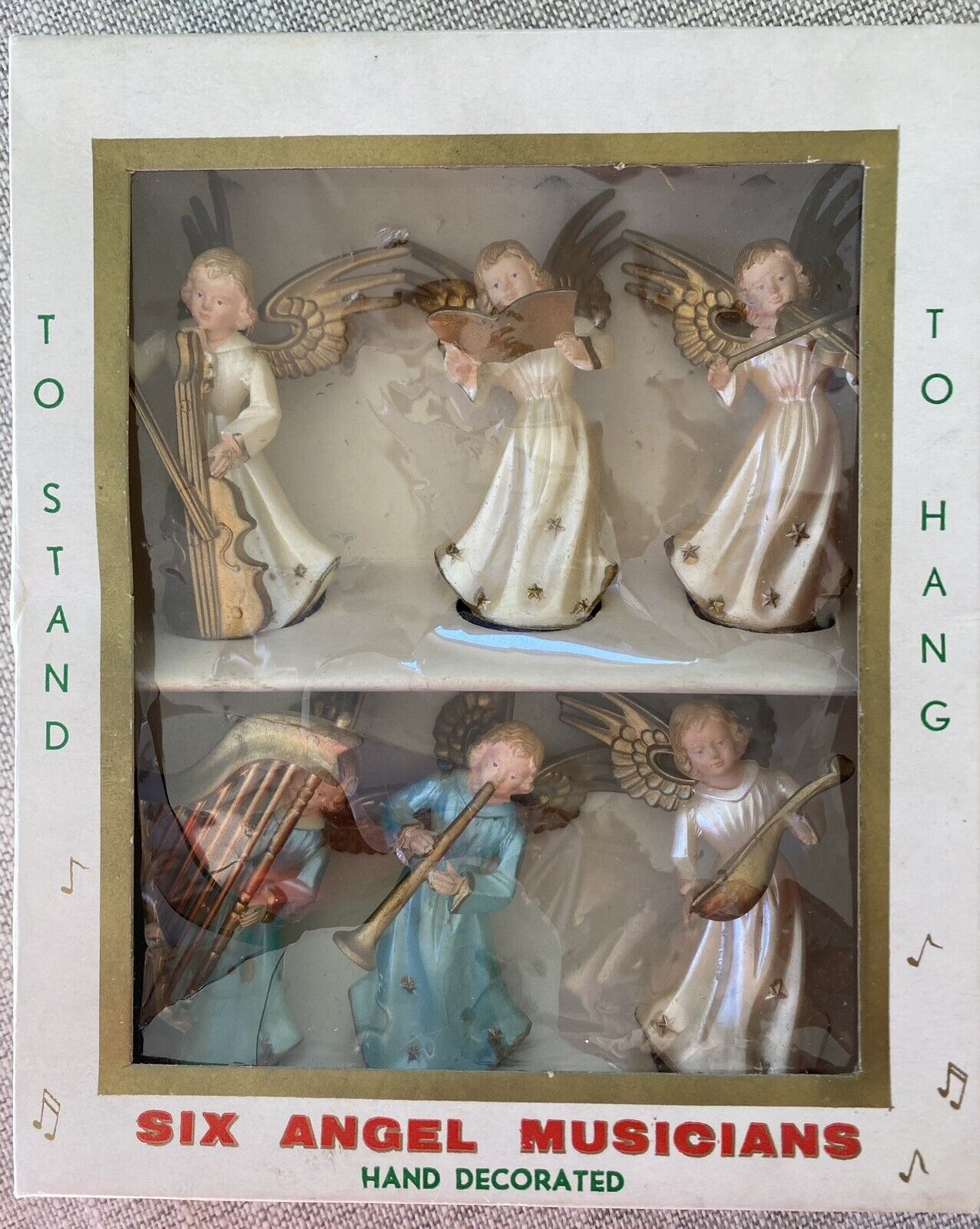 Vintage Christmas Six Angels Musicians Figurines Ornaments British Hong Kong
