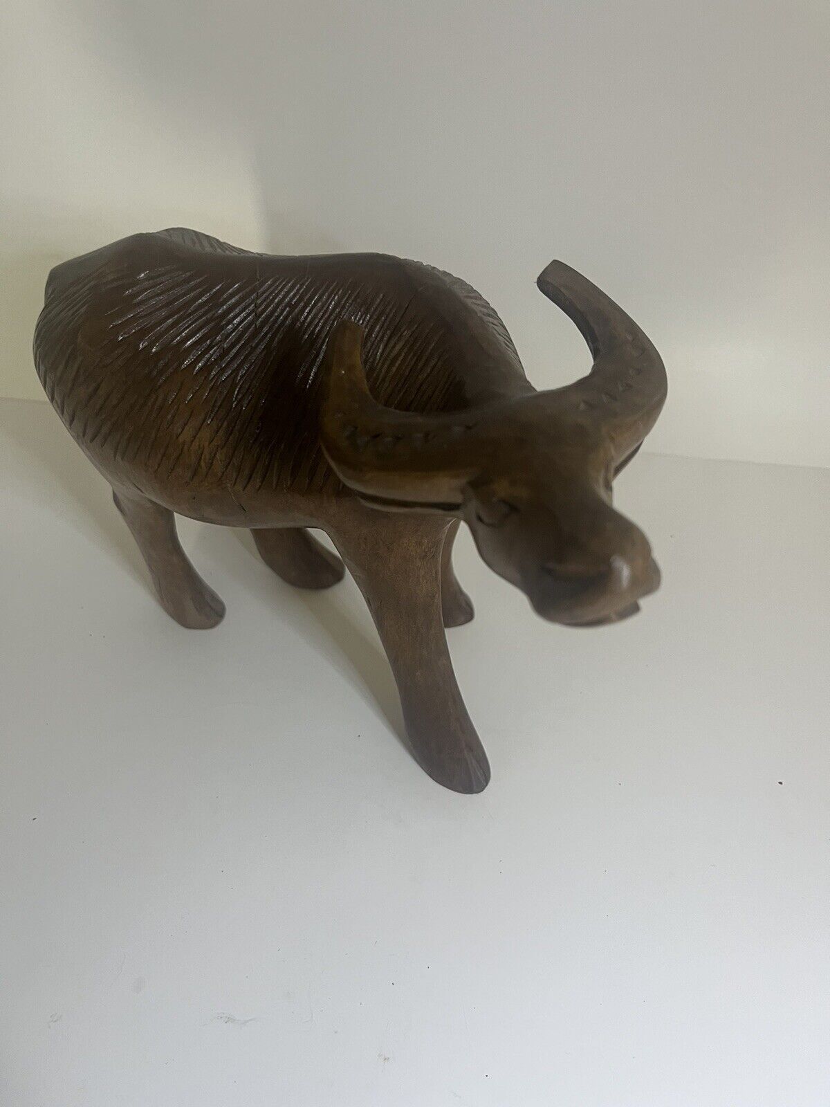 Hand Carved Wooden Water buffalo made in the Philippines.