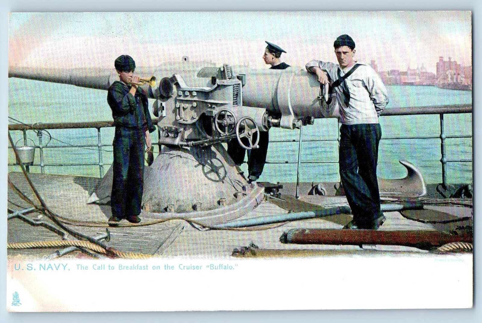 Postcard US Navy The Call To Breakfast On The Cruiser Buffalo c1905\'s Antique