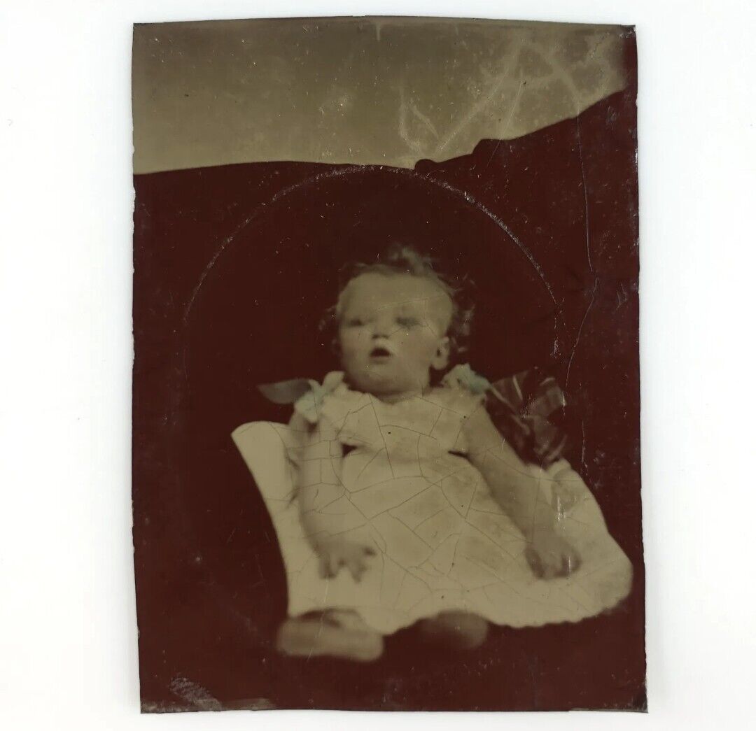 Hidden Mother Holding Baby Tintype 1870 Antique Child Photo Post Mortem